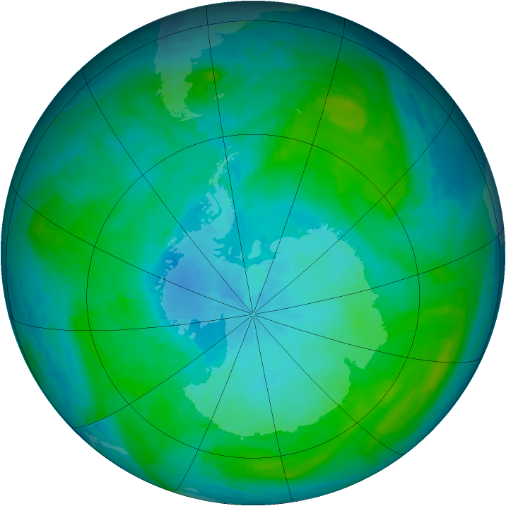 Antarctic ozone map for 08 February 1985